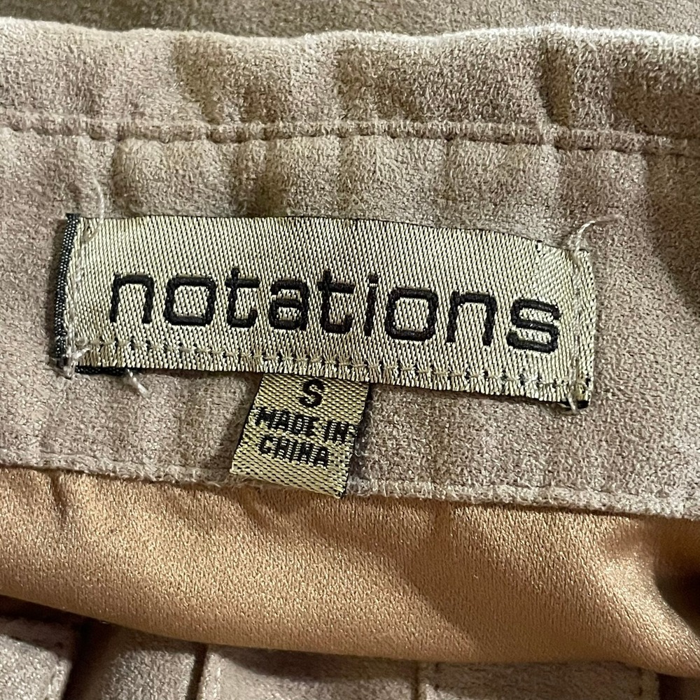 Notations Button Down Shirt Women Small Tan Good Pintuck Faux Suede MSDB0101 - Picture 6 of 9